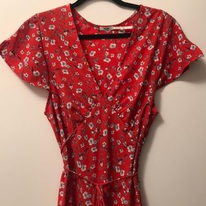 Midi floral dress Wing sleeve urban outfitters